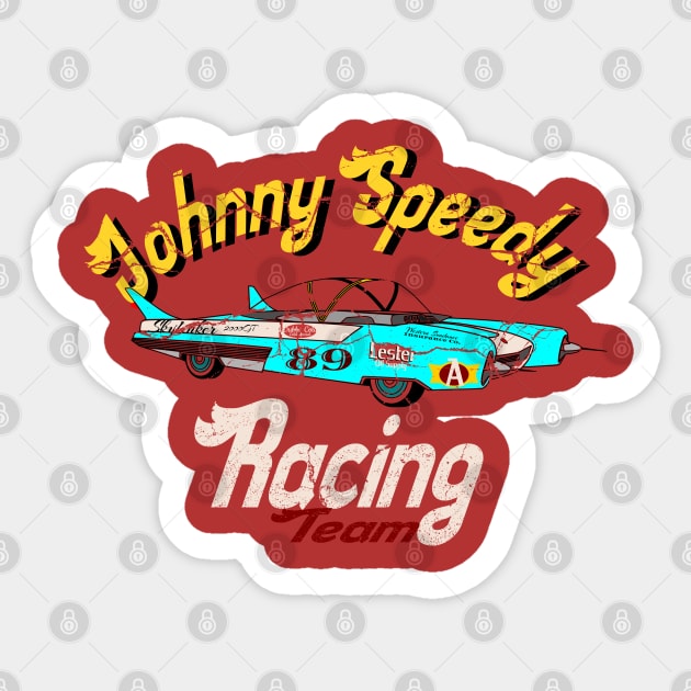 johnny Speedy futuristic racing team Distressed Sticker by SpaceWiz95